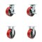Service Caster 6 Inch Red Poly on Cast Iron Caster Set with Roller Bearings 2 Brakes 2 Rigid SCC-30CS620-PUR-RS-TLB-2-R620-2 - alternate 1